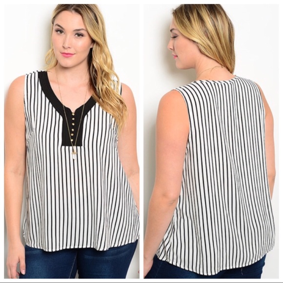 Tops - ❤️LAST NEW plus size black and white tank